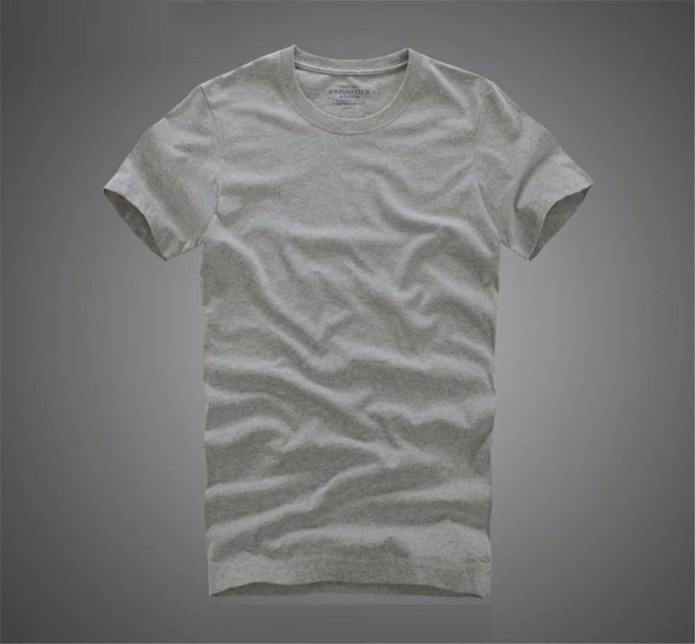 100% Cotton Solid Color O-Neck Short Sleeve T-Shirt - Cottonese.com