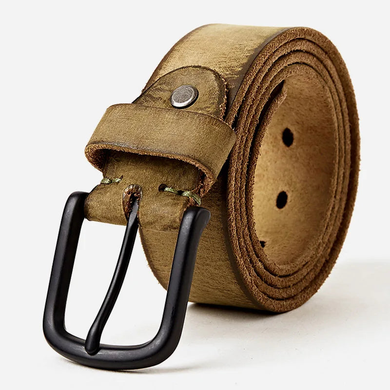 100% Matte Metal Pin Buckle Leather Men's Belt - Cottonese.com