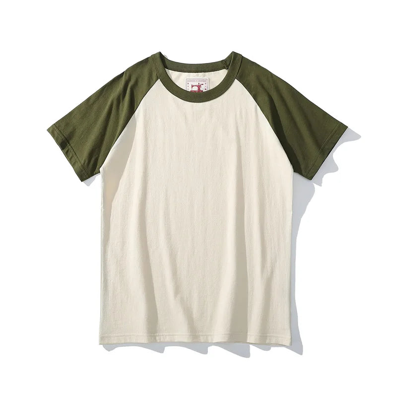 Japanese Retro Style Crew Neck Raglan Sleeves T-Shirt 100% Cotton - Cottonese.com