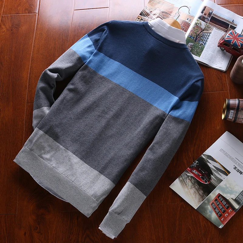 100% Cotton Striped Knitted Pullover – Classic Style, Everyday Comfort - Cottonese.com