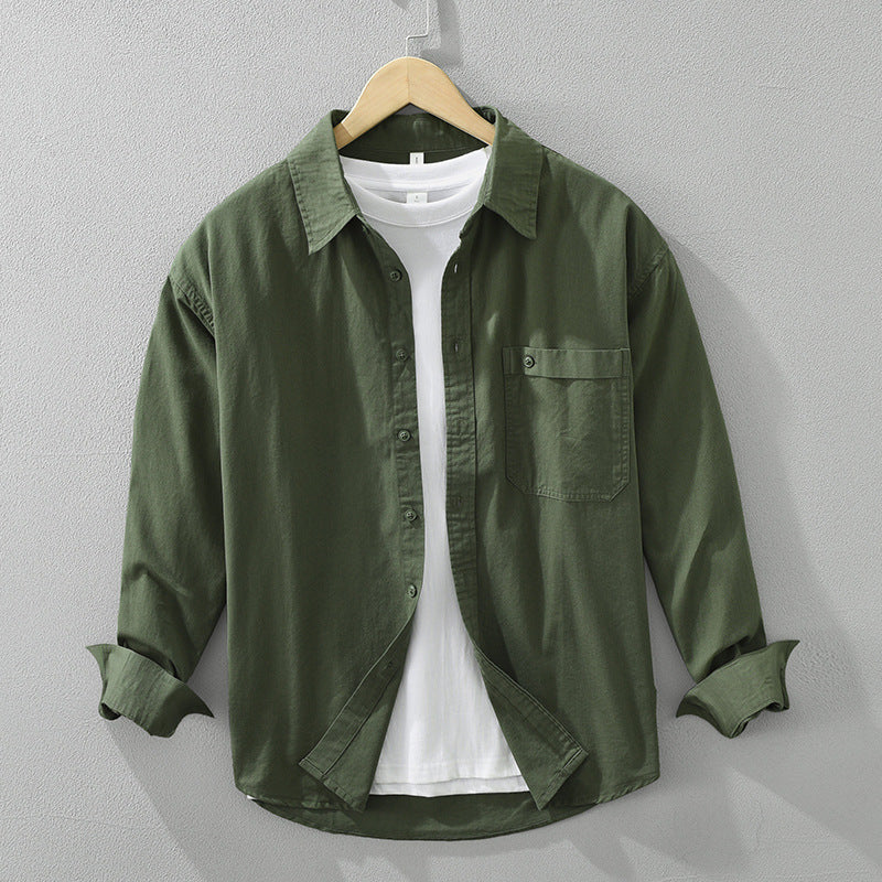 Japanese Style Simple Long Sleeve Shirt Men's New Fashion Casual - Cottonese.com