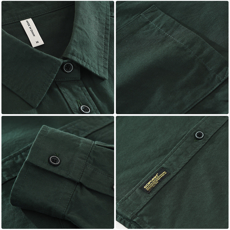 Men's Simplicity Long Sleeve Shirt Casual All-match Literary Loose Top - Cottonese.com
