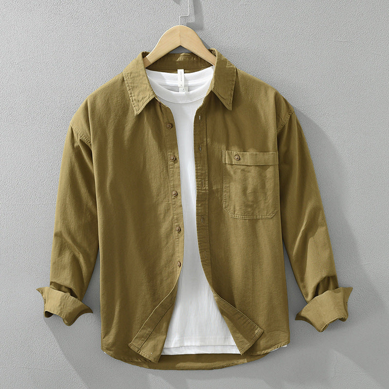 Japanese Style Simple Long Sleeve Shirt Men's New Fashion Casual - Cottonese.com