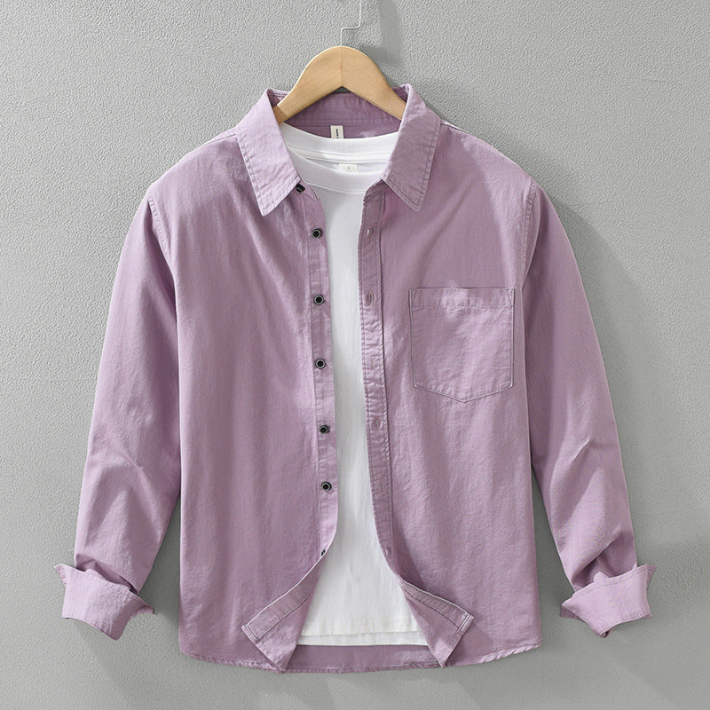Men's Simplicity Long Sleeve Shirt Casual All-match Literary Loose Top - Cottonese.com