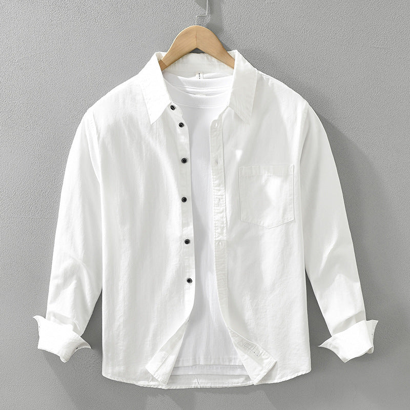 Men's Simplicity Long Sleeve Shirt Casual All-match Literary Loose Top - Cottonese.com