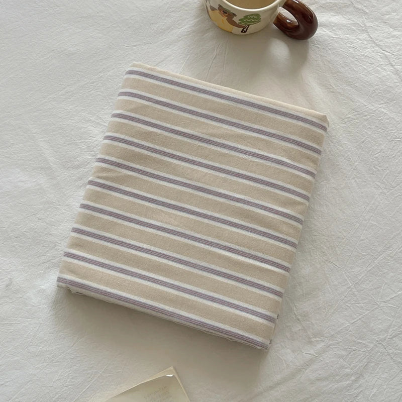 Pure Cotton Color Stripes Flat Sheet Soild Color Bed Linen Skin-friendly Adults Kids Room Bedsheet roupa de cama (No Pillowcase) - Cottonese.com