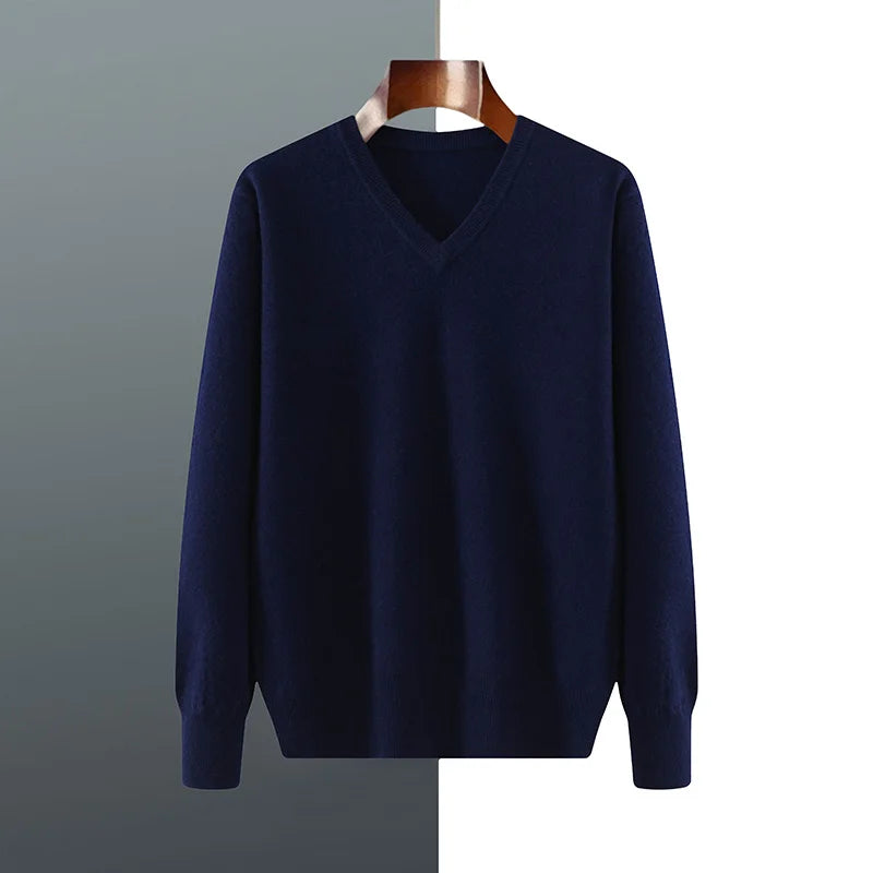 Indulge in Timeless Luxury with Our Men's Cashmere V-Neck Pullover - Cottonese.com