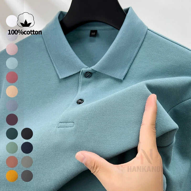 Elevate Your Casual and Active Wear with the Durable 100% Cotton Men's Long Sleeve Polo Shirt - Cottonese.com