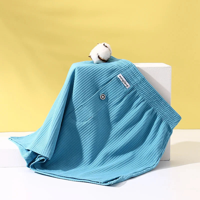WJ Stretch Cotton Underwear Mens Boxer Shorts Threaded Aro Pants Sleepwear Loungewear Shorts Boxers Male Underpants Panties - Cottonese.com