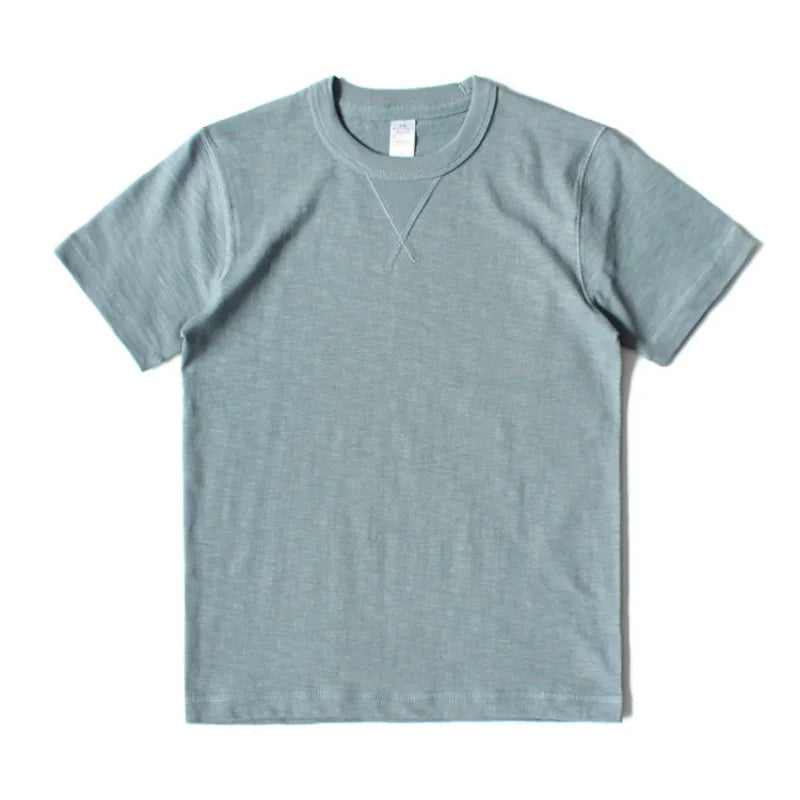 Heavy 300g Cotton T-shirt Men's Seamless Weaving Bamboo Cotton Short Sleeve Tee Tops Unisex Clean Fit Design Collar Undershirt - Cottonese.com