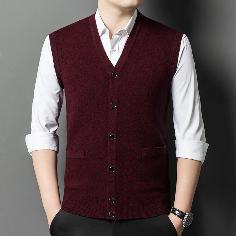Eco-Friendly 100% Pure Cashmere Wool Cardigan Vest for Men – Sustainable Luxury and Warmth - Cottonese.com