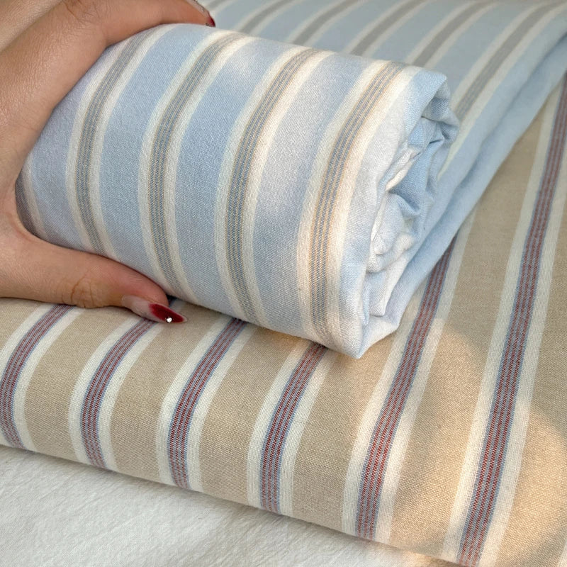 Pure Cotton Color Stripes Flat Sheet Soild Color Bed Linen Skin-friendly Adults Kids Room Bedsheet roupa de cama (No Pillowcase) - Cottonese.com