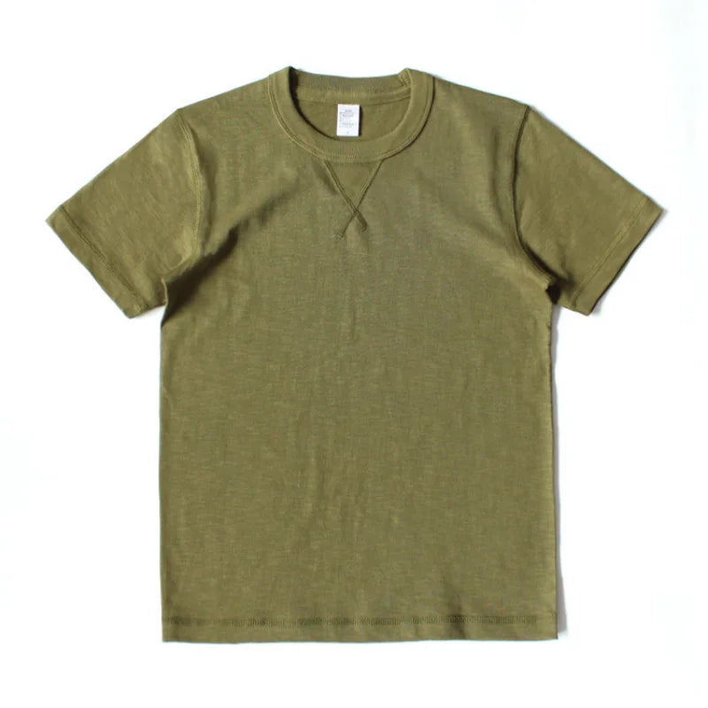 Heavy 300g Cotton T-shirt Men's Seamless Weaving Bamboo Cotton Short Sleeve Tee Tops Unisex Clean Fit Design Collar Undershirt - Cottonese.com