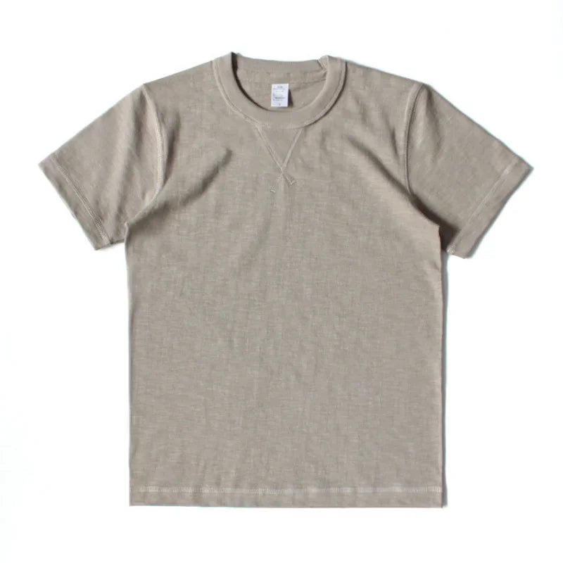 Heavy 300g Cotton T-shirt Men's Seamless Weaving Bamboo Cotton Short Sleeve Tee Tops Unisex Clean Fit Design Collar Undershirt - Cottonese.com