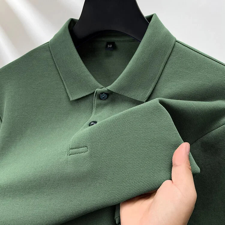 Elevate Your Casual and Active Wear with the Durable 100% Cotton Men's Long Sleeve Polo Shirt - Cottonese.com