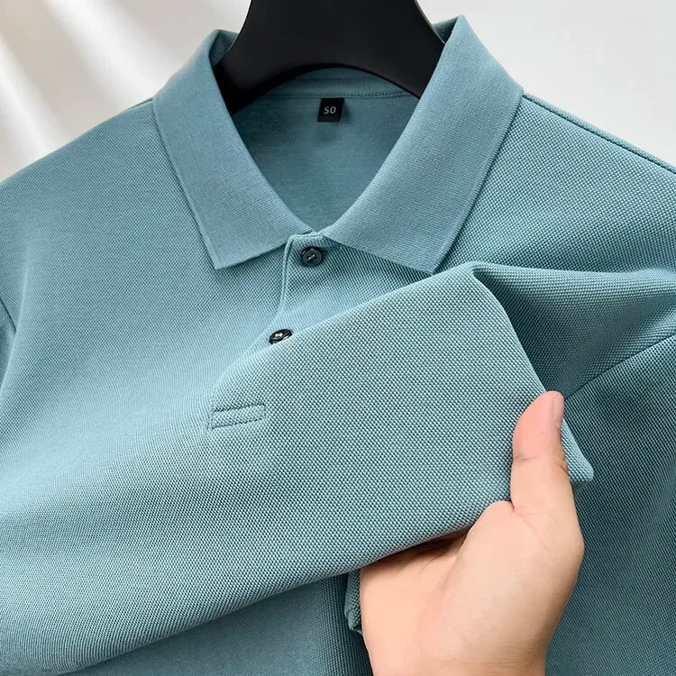 Elevate Your Casual and Active Wear with the Durable 100% Cotton Men's Long Sleeve Polo Shirt - Cottonese.com