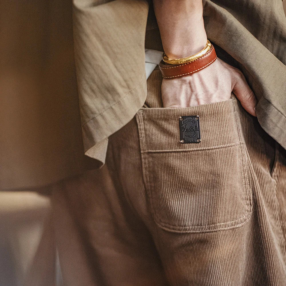 Maden Retro Multi-Pocket Corduroy Casual Pants - Cottonese.com