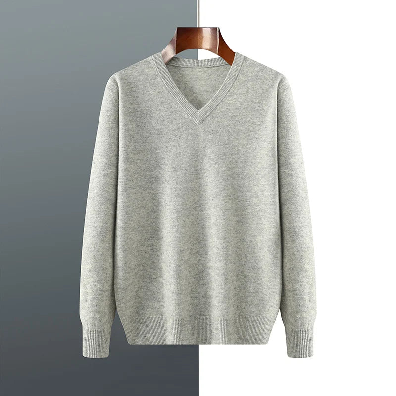 Indulge in Timeless Luxury with Our Men's Cashmere V-Neck Pullover - Cottonese.com