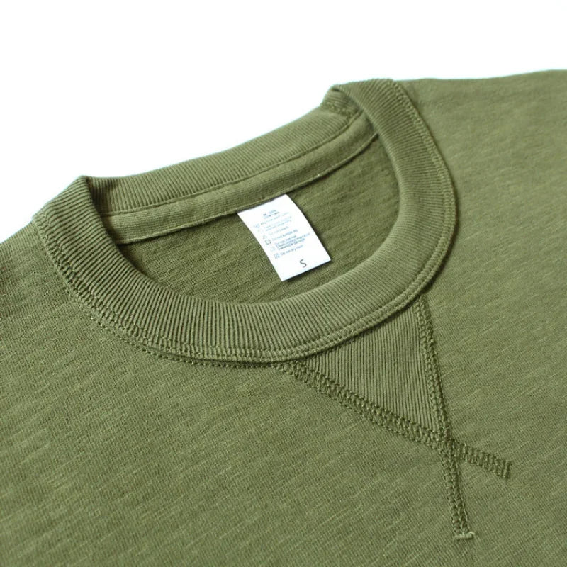 Heavy 300g Cotton T-shirt Men's Seamless Weaving Bamboo Cotton Short Sleeve Tee Tops Unisex Clean Fit Design Collar Undershirt - Cottonese.com