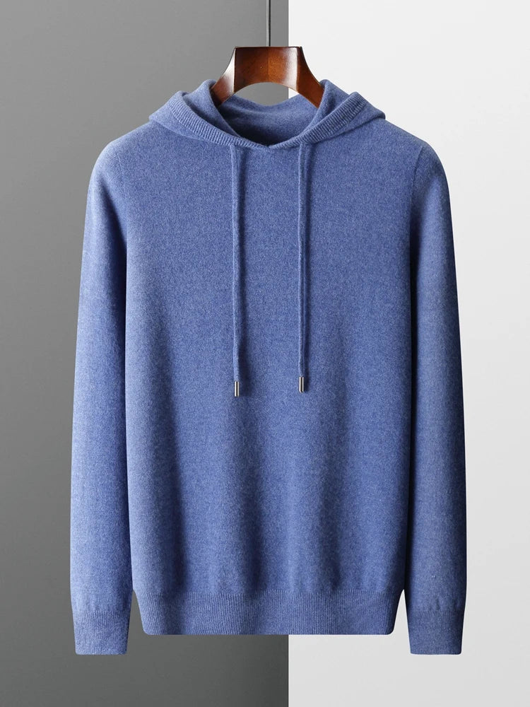 Men's Cashmere Hoodie Sweater - 100% Merino Wool, Hooded Pullover, Soft and Luxurious - Cottonese.com