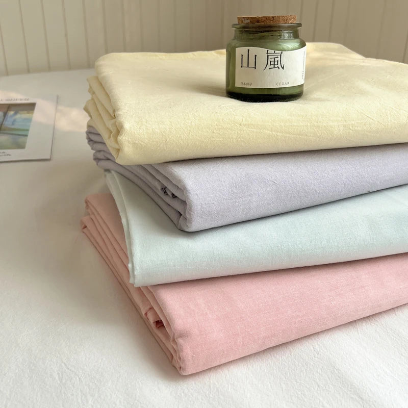 Pure Cotton Color Stripes Flat Sheet Soild Color Bed Linen Skin-friendly Adults Kids Room Bedsheet roupa de cama (No Pillowcase) - Cottonese.com