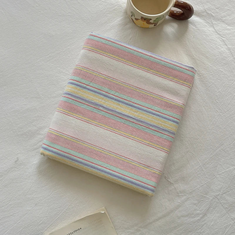 Pure Cotton Color Stripes Flat Sheet Soild Color Bed Linen Skin-friendly Adults Kids Room Bedsheet roupa de cama (No Pillowcase) - Cottonese.com