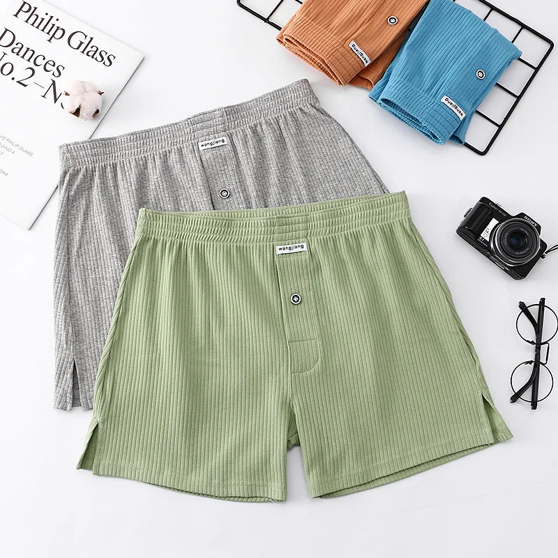 WJ Stretch Cotton Underwear Mens Boxer Shorts Threaded Aro Pants Sleepwear Loungewear Shorts Boxers Male Underpants Panties - Cottonese.com