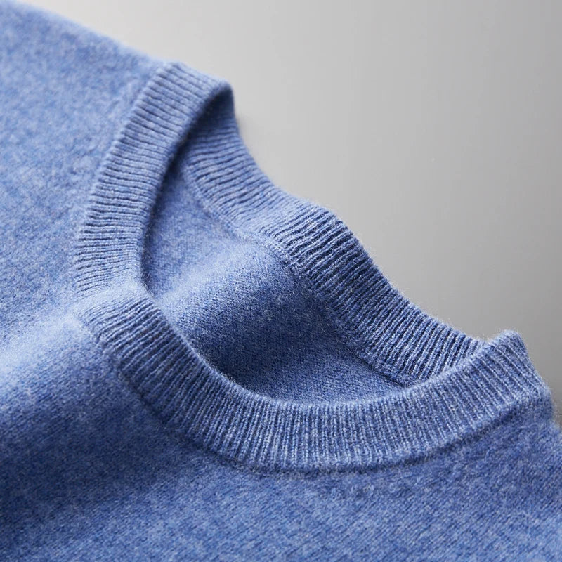 O-Neck Cashmere Sweater 100% Pure Wool - Cottonese.com