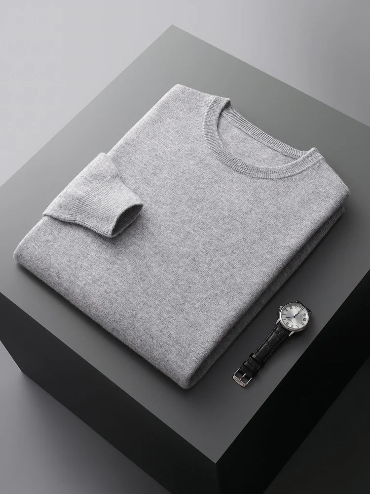O-Neck Cashmere Sweater 100% Pure Wool - Cottonese.com