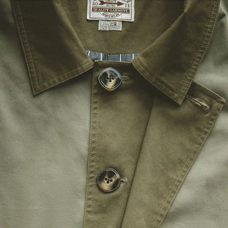 The Maden Balmacaan Coat: Amekaji-Inspired Relaxed Fit Heavyweight Twill Windbreaker Overcoat