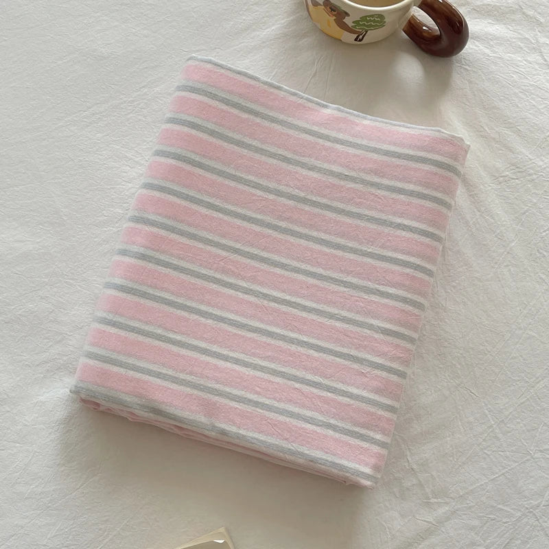 Pure Cotton Color Stripes Flat Sheet Soild Color Bed Linen Skin-friendly Adults Kids Room Bedsheet roupa de cama (No Pillowcase) - Cottonese.com