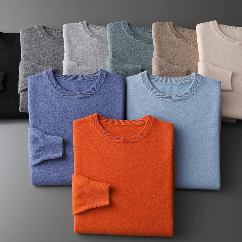 O-Neck Cashmere Sweater 100% Pure Wool - Cottonese.com