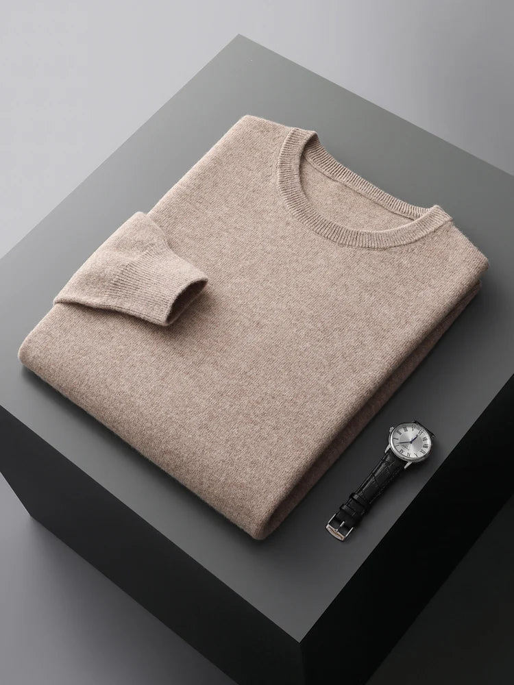 O-Neck Cashmere Sweater 100% Pure Wool - Cottonese.com