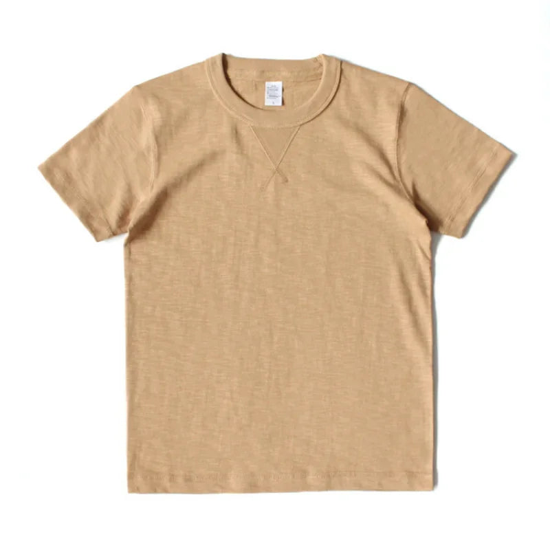 Heavy 300g Cotton T-shirt Men's Seamless Weaving Bamboo Cotton Short Sleeve Tee Tops Unisex Clean Fit Design Collar Undershirt - Cottonese.com