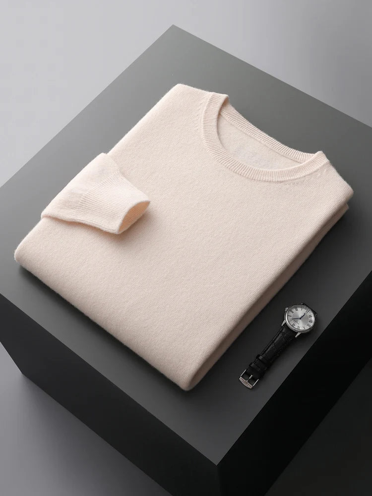 O-Neck Cashmere Sweater 100% Pure Wool - Cottonese.com