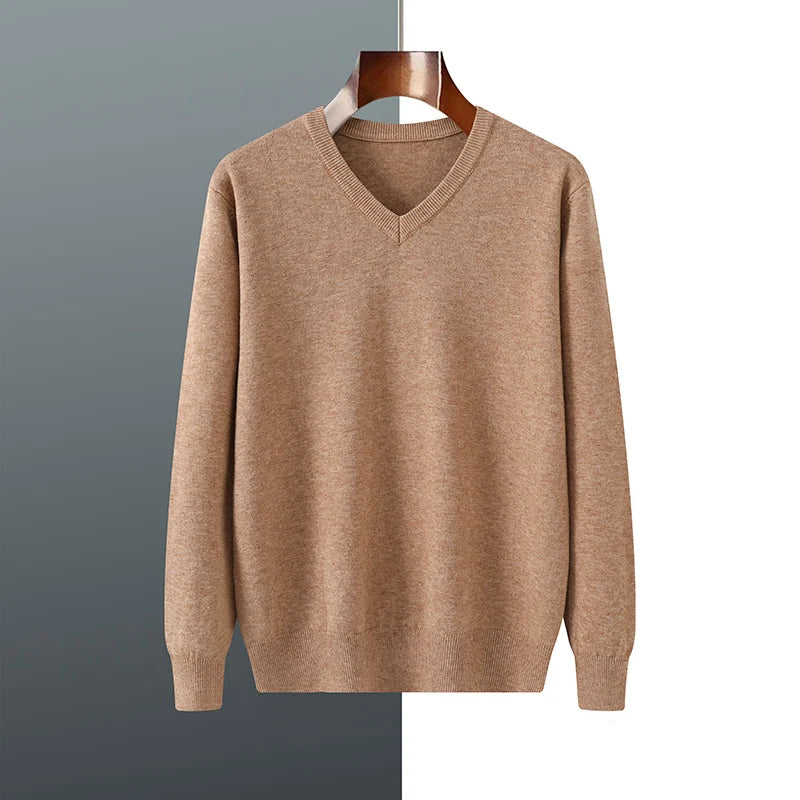 Indulge in Timeless Luxury with Our Men's Cashmere V-Neck Pullover - Cottonese.com