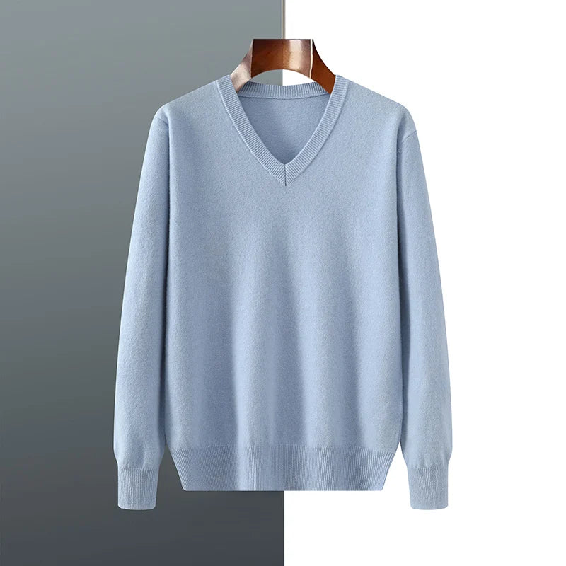 Indulge in Timeless Luxury with Our Men's Cashmere V-Neck Pullover - Cottonese.com