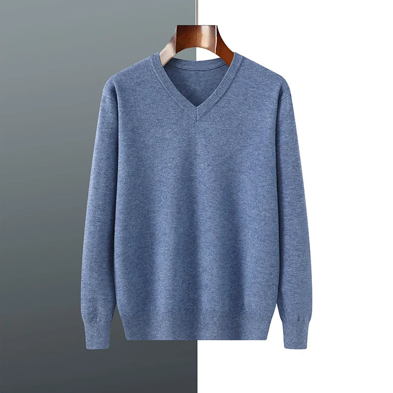 Indulge in Timeless Luxury with Our Men's Cashmere V-Neck Pullover - Cottonese.com