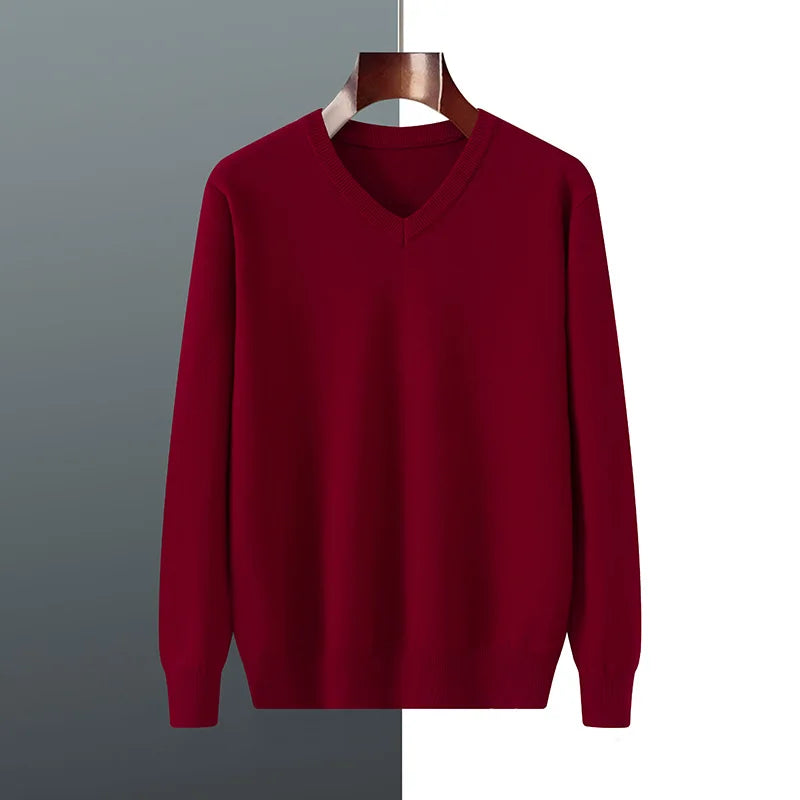 Indulge in Timeless Luxury with Our Men's Cashmere V-Neck Pullover - Cottonese.com