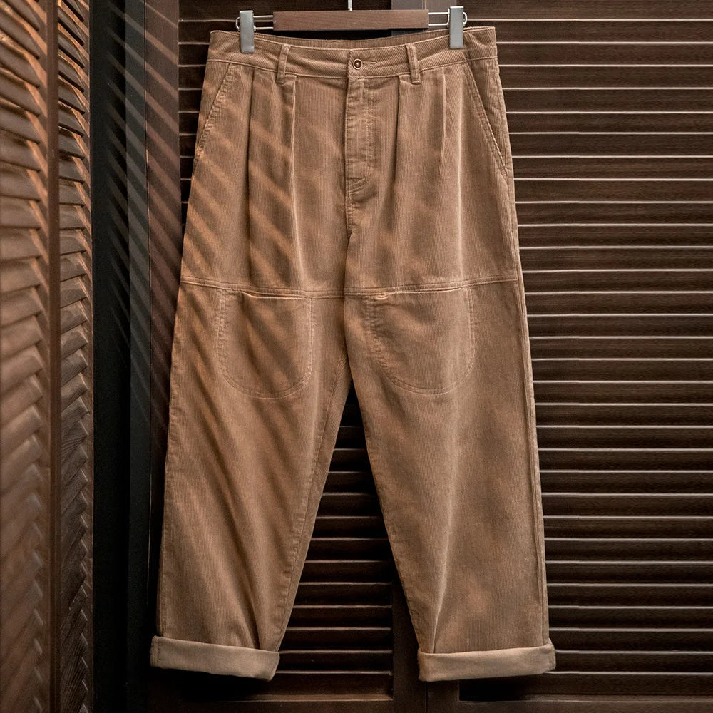 Maden Retro Multi-Pocket Corduroy Casual Pants - Cottonese.com