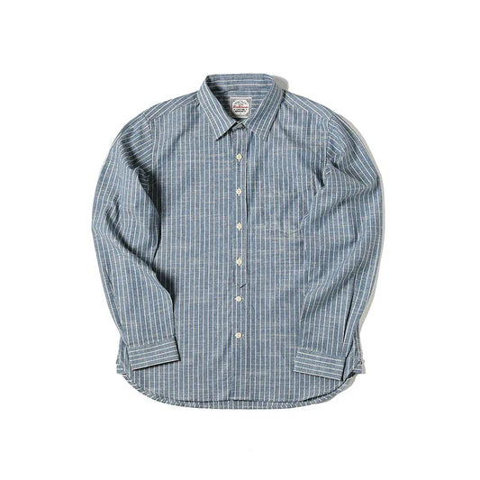 Red Tornado Retro Candy Stripes Long Sleeve Work Shirt - Cottonese.com