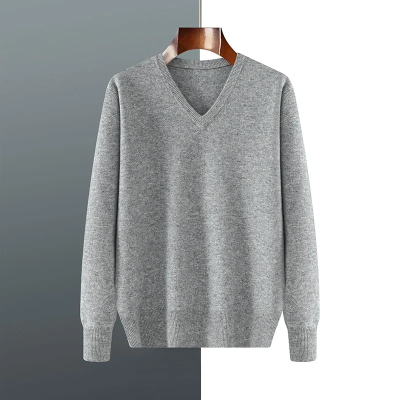 Indulge in Timeless Luxury with Our Men's Cashmere V-Neck Pullover - Cottonese.com