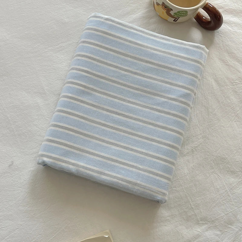Pure Cotton Color Stripes Flat Sheet Soild Color Bed Linen Skin-friendly Adults Kids Room Bedsheet roupa de cama (No Pillowcase) - Cottonese.com