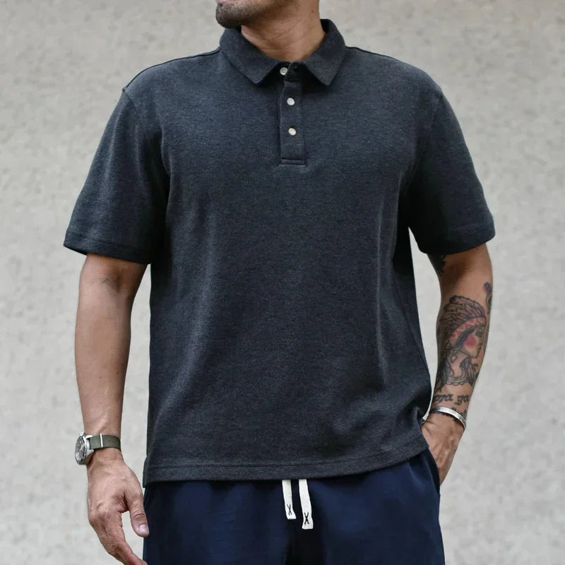 Solid Polo Shirt - Pure Cotton, Short Sleeve, Casual Loose Fit - Cottonese.com