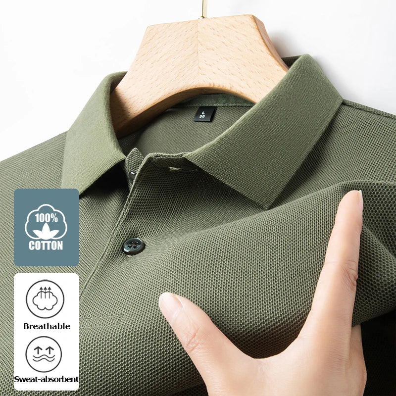 Men's 100% Cotton Polo Shirt – Casual Short Sleeve, Breathable Lapel Tee - Cottonese.com