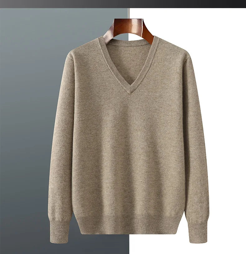 Indulge in Timeless Luxury with Our Men's Cashmere V-Neck Pullover - Cottonese.com