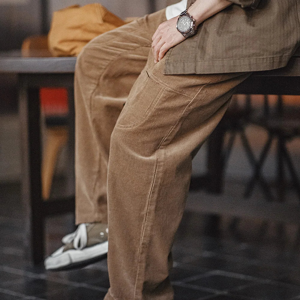 Maden Retro Multi-Pocket Corduroy Casual Pants - Cottonese.com