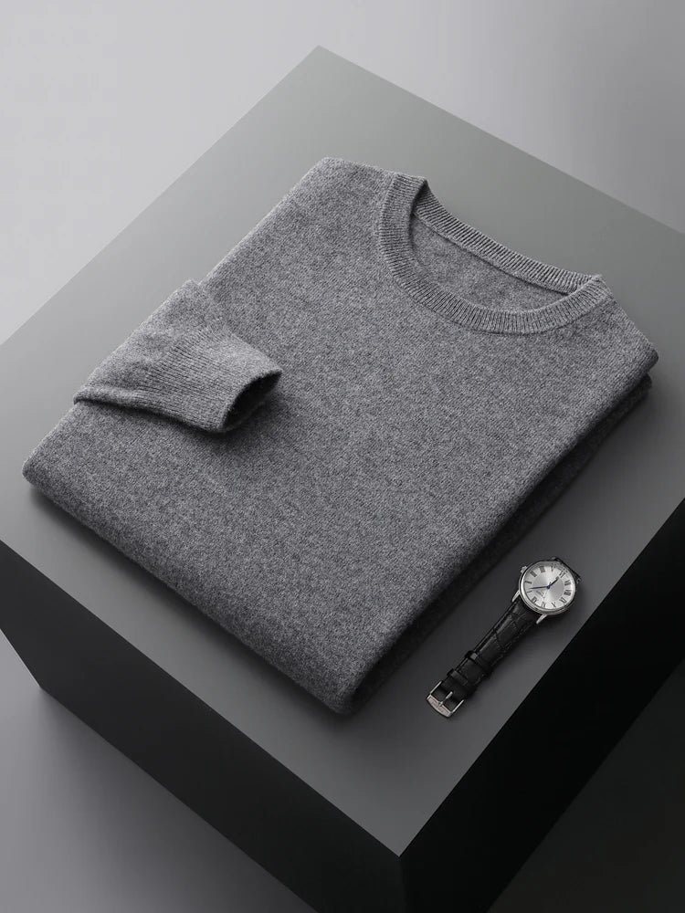 O-Neck Cashmere Sweater 100% Pure Wool - Cottonese.com