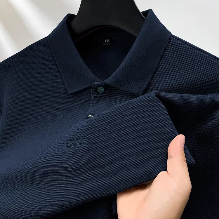 Elevate Your Casual and Active Wear with the Durable 100% Cotton Men's Long Sleeve Polo Shirt - Cottonese.com