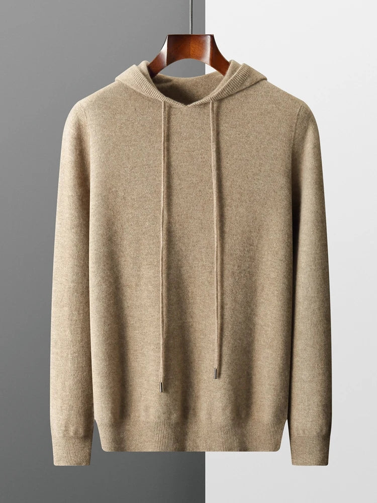 Men's Cashmere Hoodie Sweater - 100% Merino Wool, Hooded Pullover, Soft and Luxurious - Cottonese.com